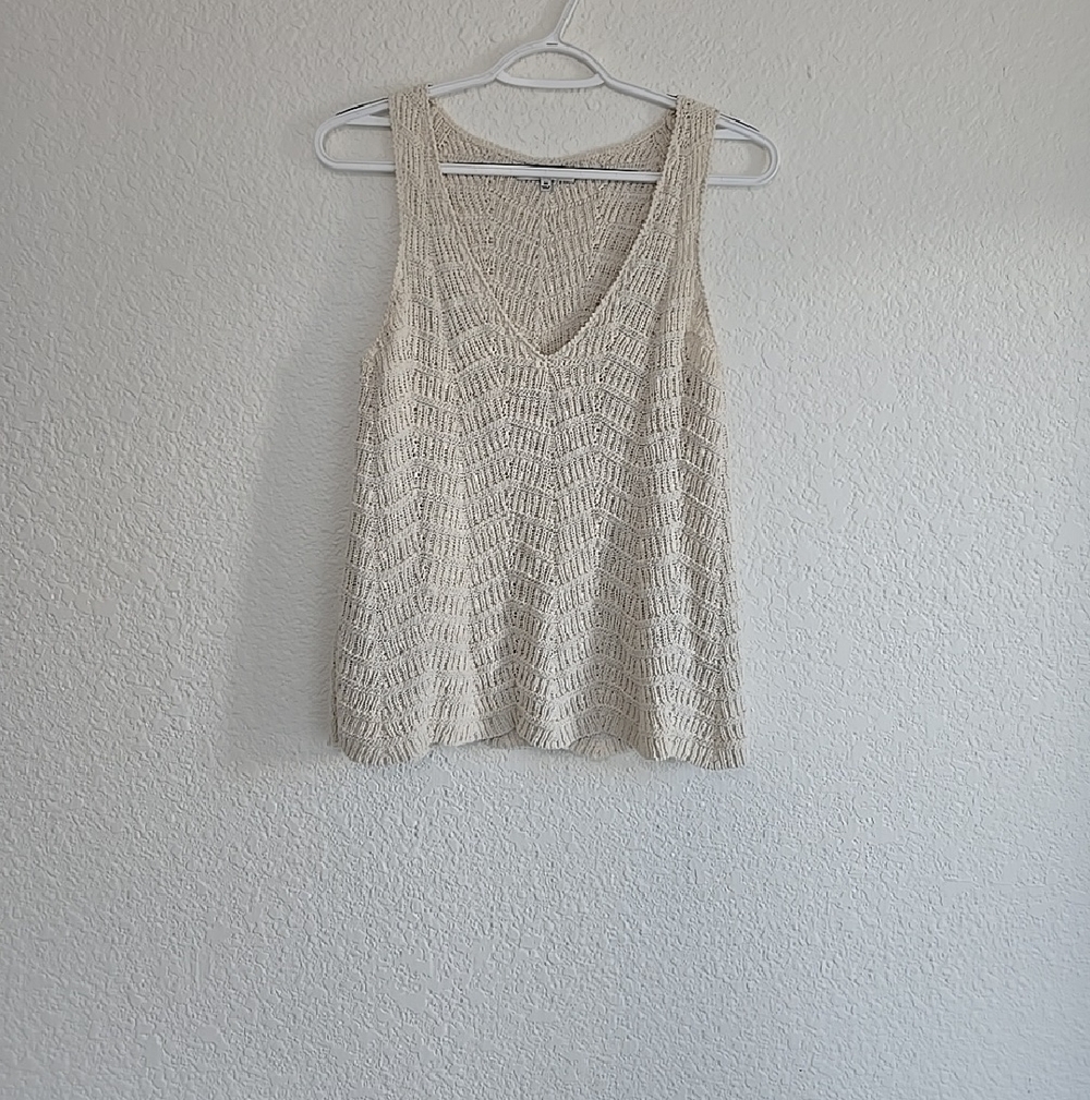 Madewell Cream Knit Tank Top with Textured Stitching